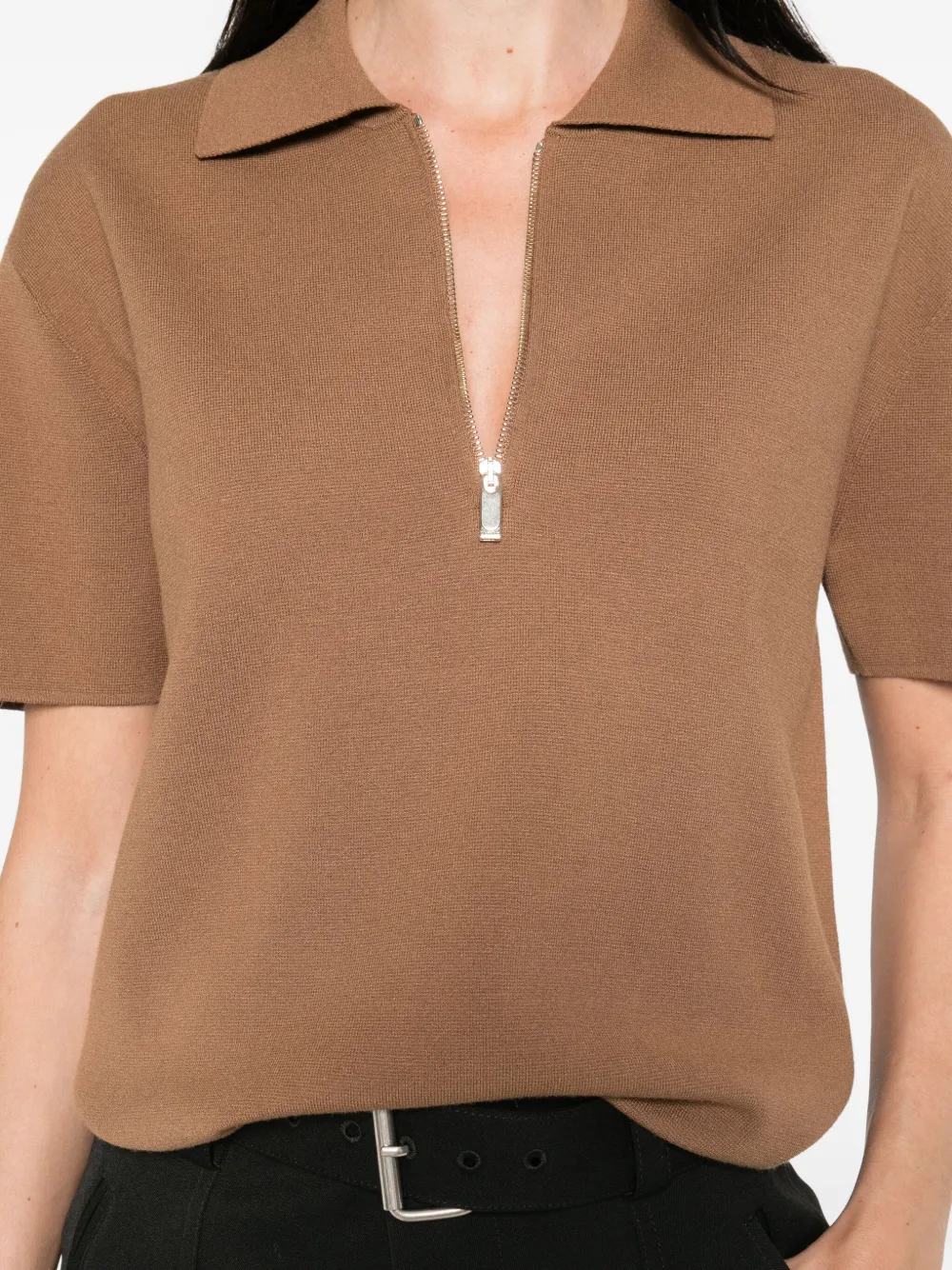 Max Mara Top met korte mouwen en rits Bruin