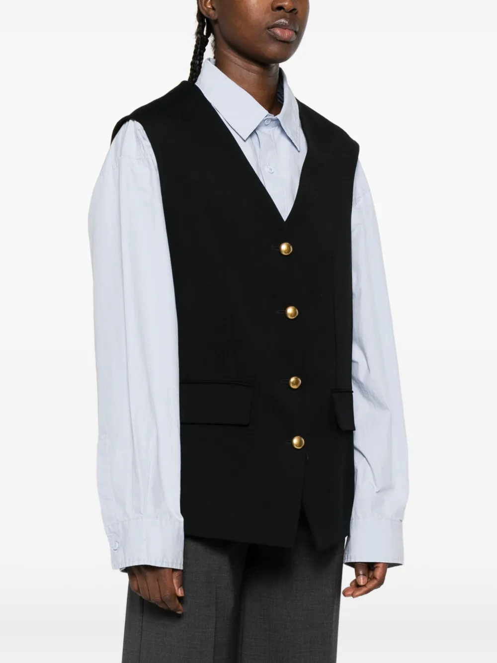 P.A.R.O.S.H. Bodywarmer met knoopsluiting Zwart