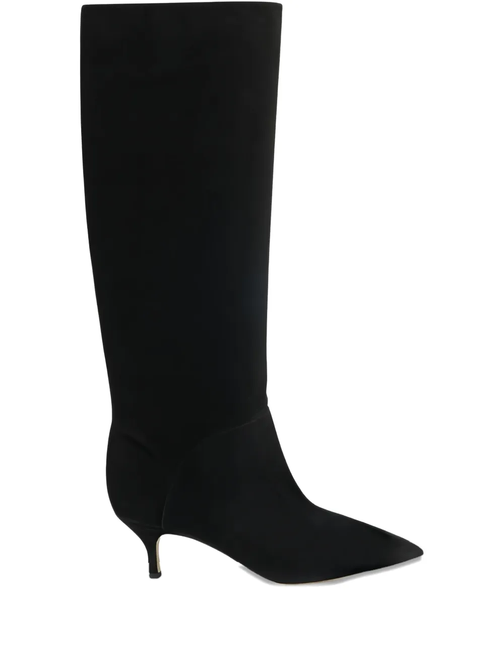 Casadei pointed flat knee-high boots Zwart