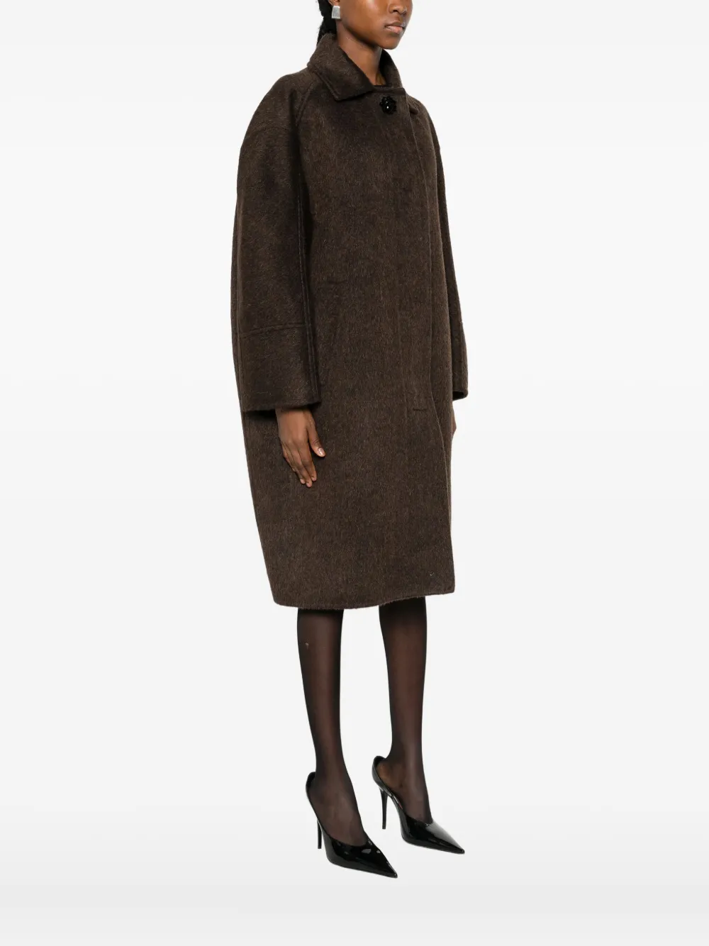 Max Mara Prosit Buttoned Coat In Brown