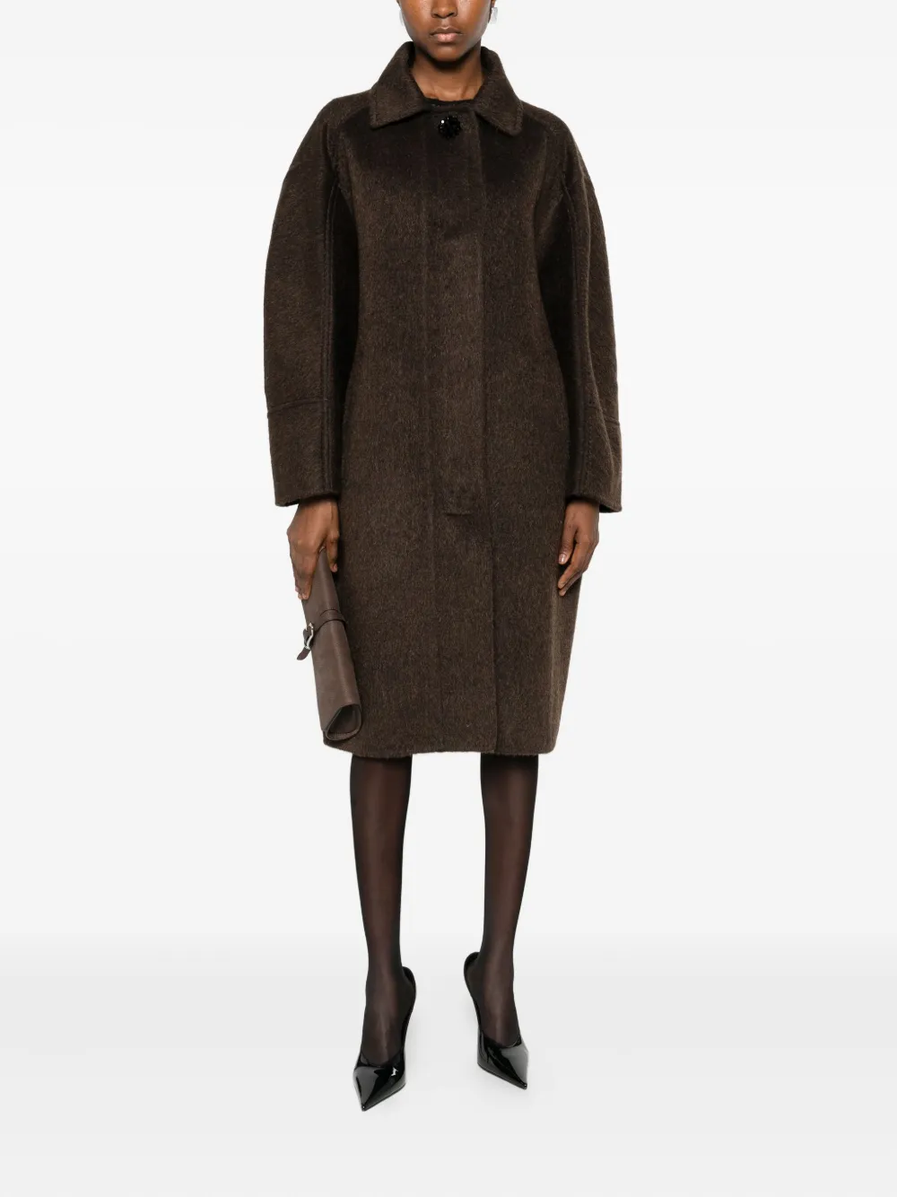 Max Mara Prosit Buttoned Coat In Brown