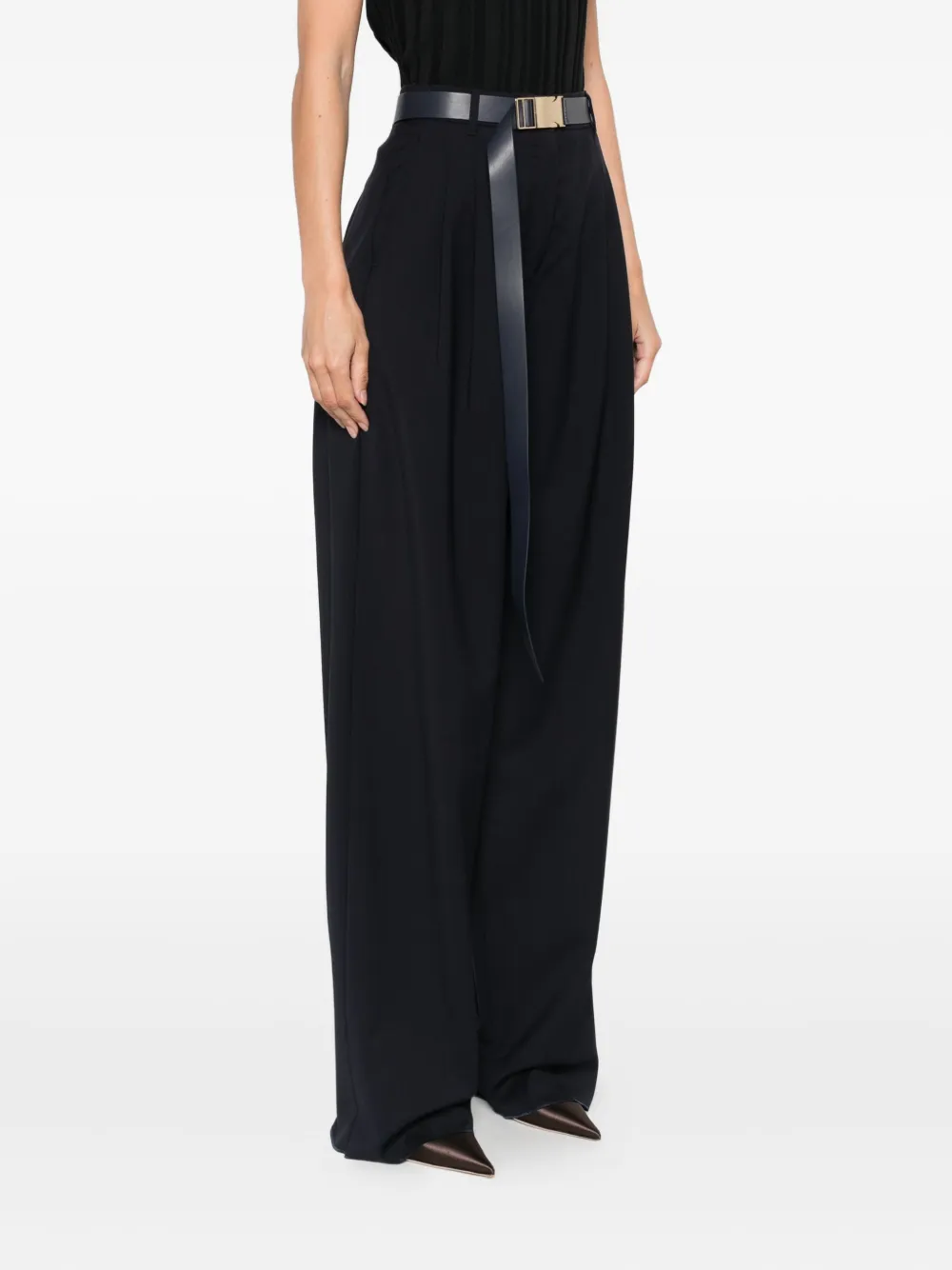 Max Mara Broek met ceintuur Blauw