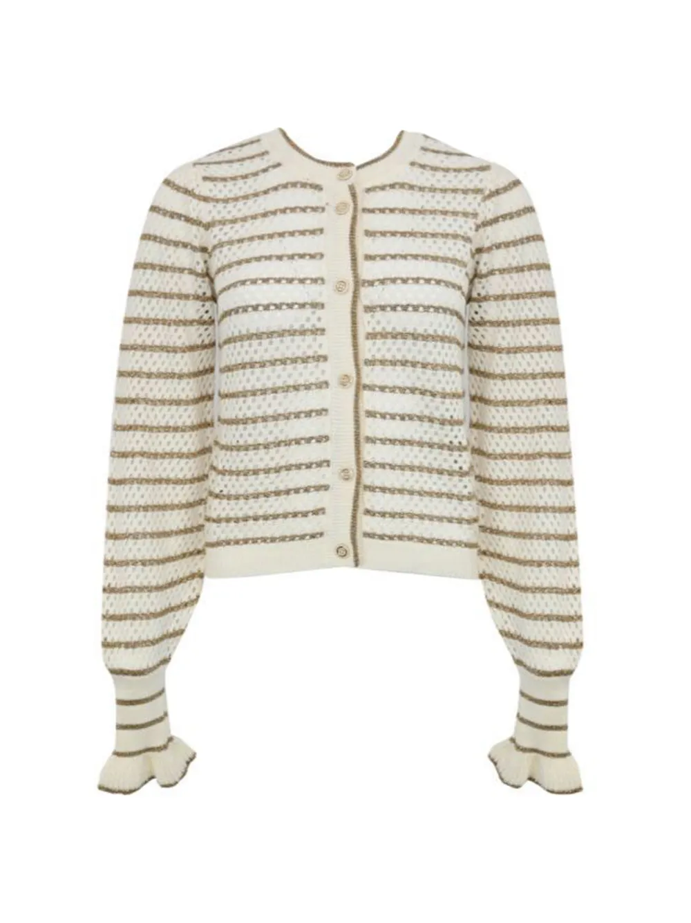 TWINSET striped ruffled cardigan - White