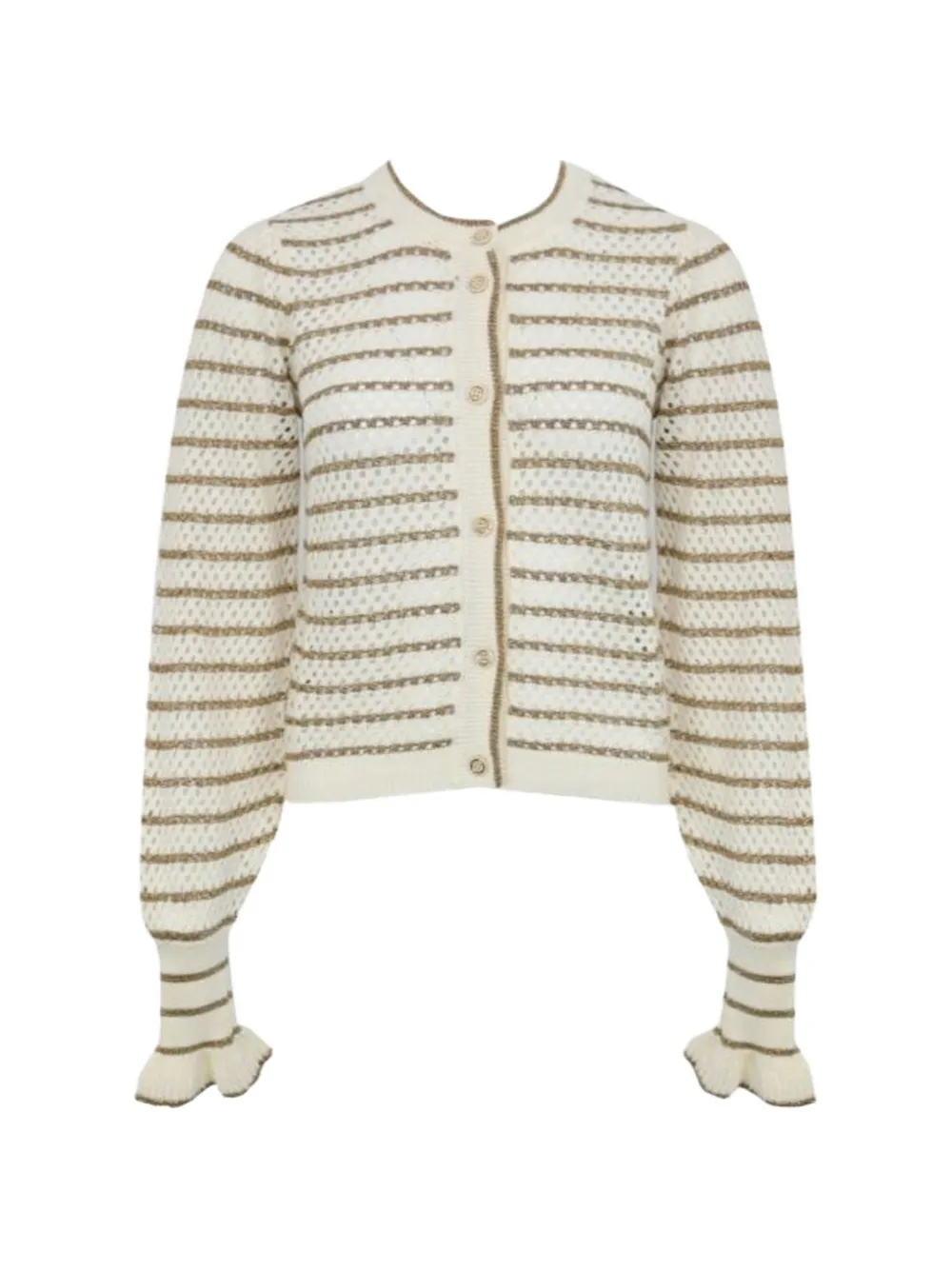 TWINSET Cardigan a righe con ruches - Bianco
