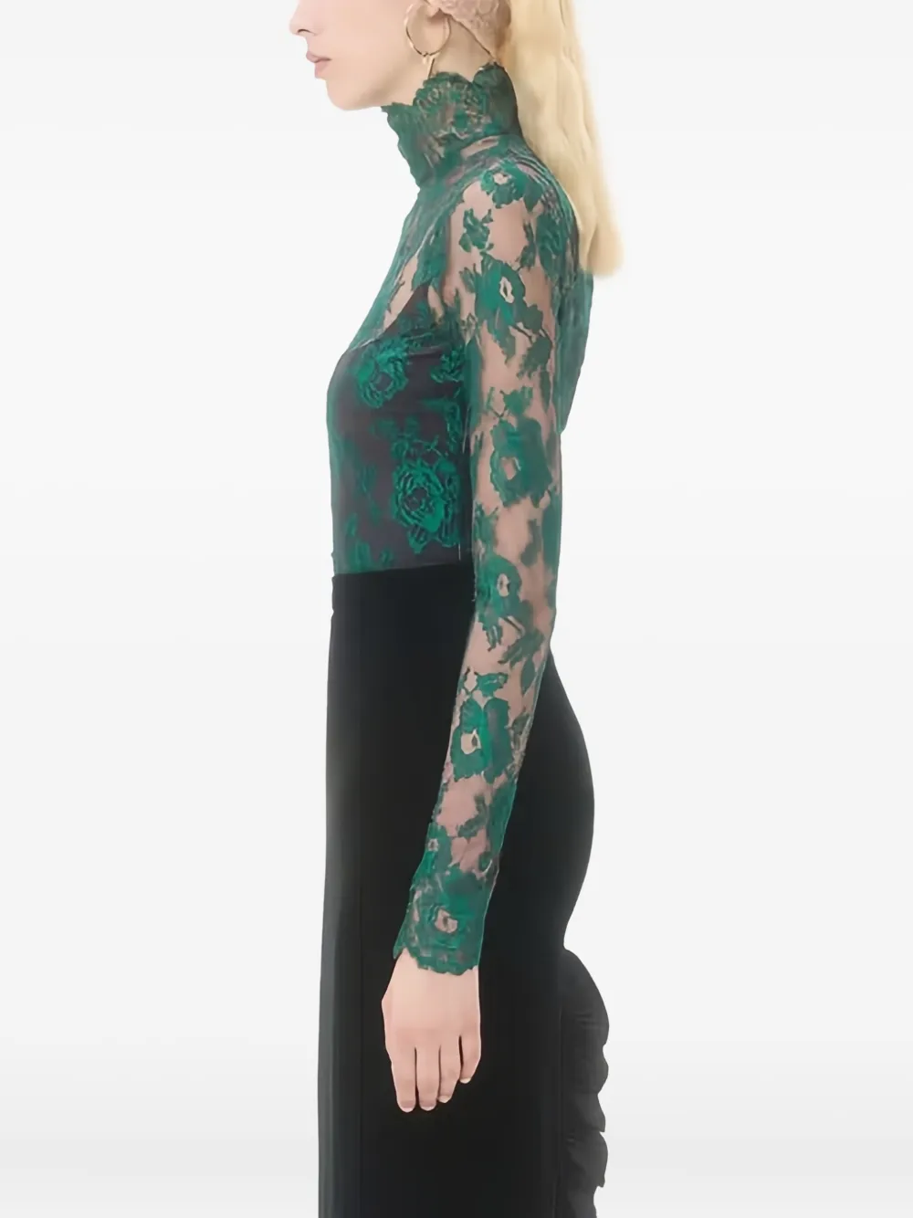 Valentino Garavani Blouse met bloemenkant Groen