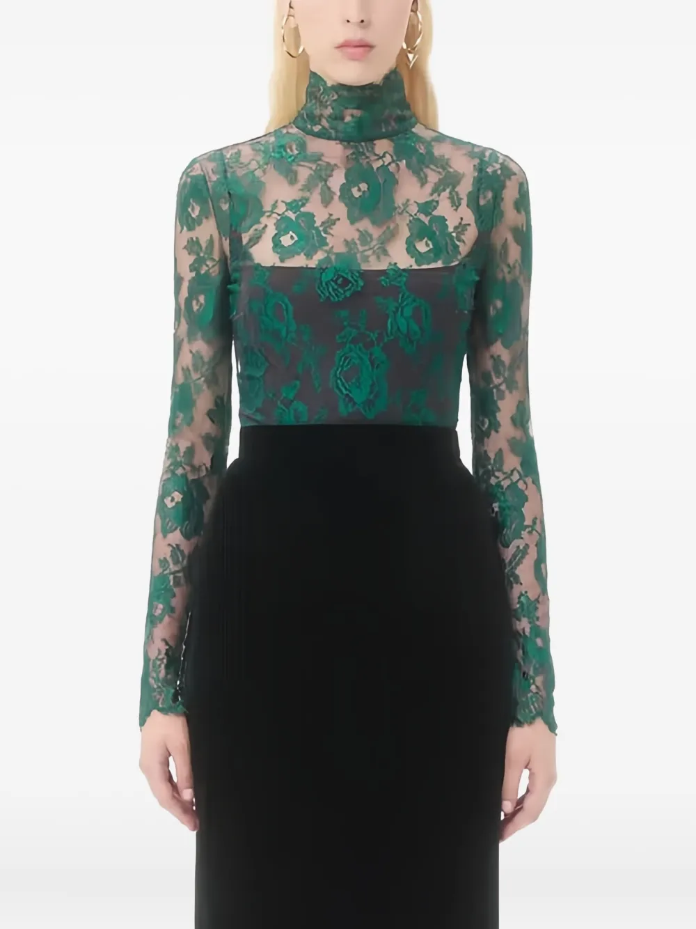 Valentino Garavani Blouse met bloemenkant - Groen