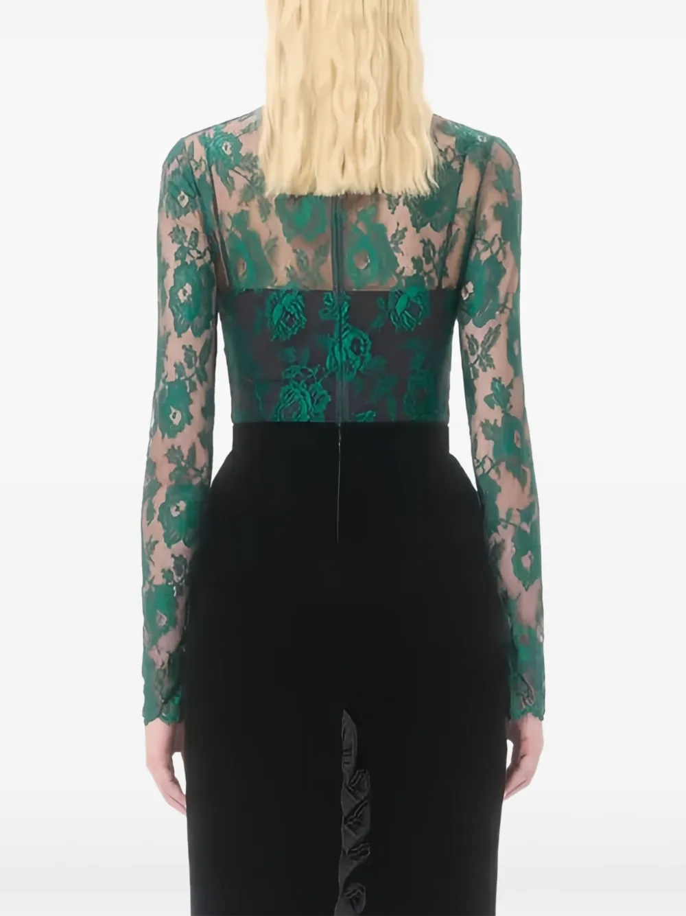 Valentino Garavani Blouse met bloemenkant Groen