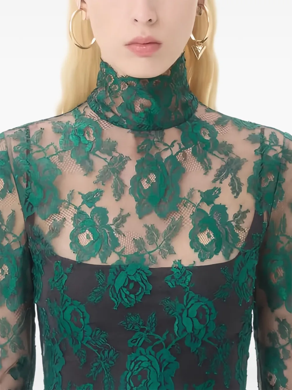 Valentino Garavani Blouse met bloemenkant Groen