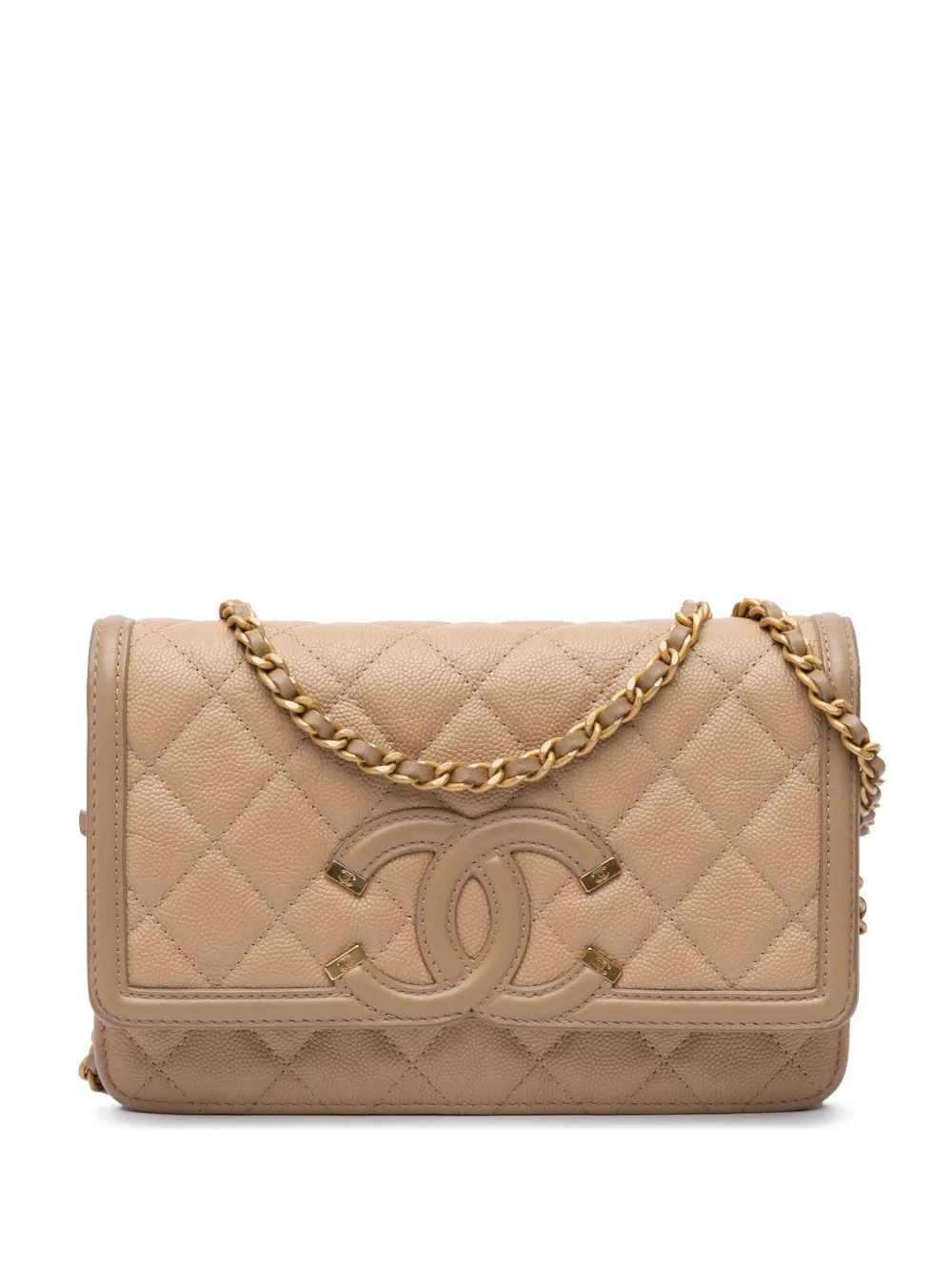 CHANEL Pre-Owned 2018 Caviar CC Filigree Wallet On Chain crossbody bag CHANEL Pre-Owned 2018 Caviar CC Filigree Wallet On Chain crossbody bag