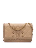 CHANEL Pre-Owned 2018 Caviar CC Filigree Wallet On Chain crossbody bag - Brown