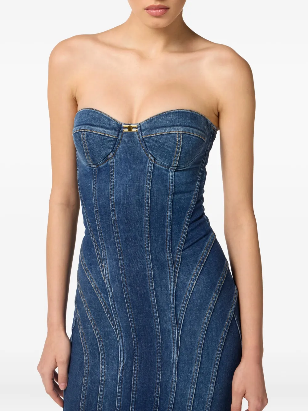 Elisabetta Franchi Denim midi-jurk Zwart