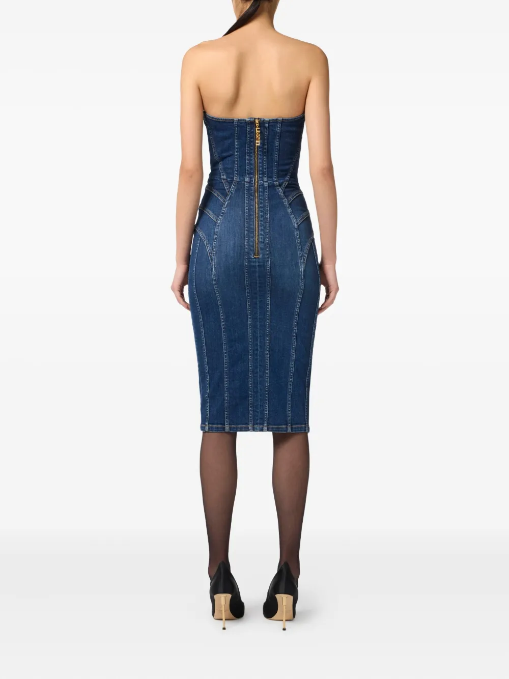 Elisabetta Franchi Denim midi-jurk Zwart