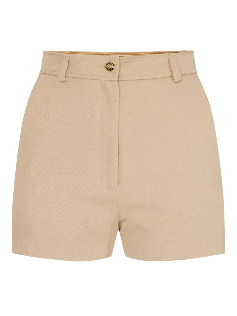Elisabetta Franchi Gabardine shorts met gouden knoop Beige