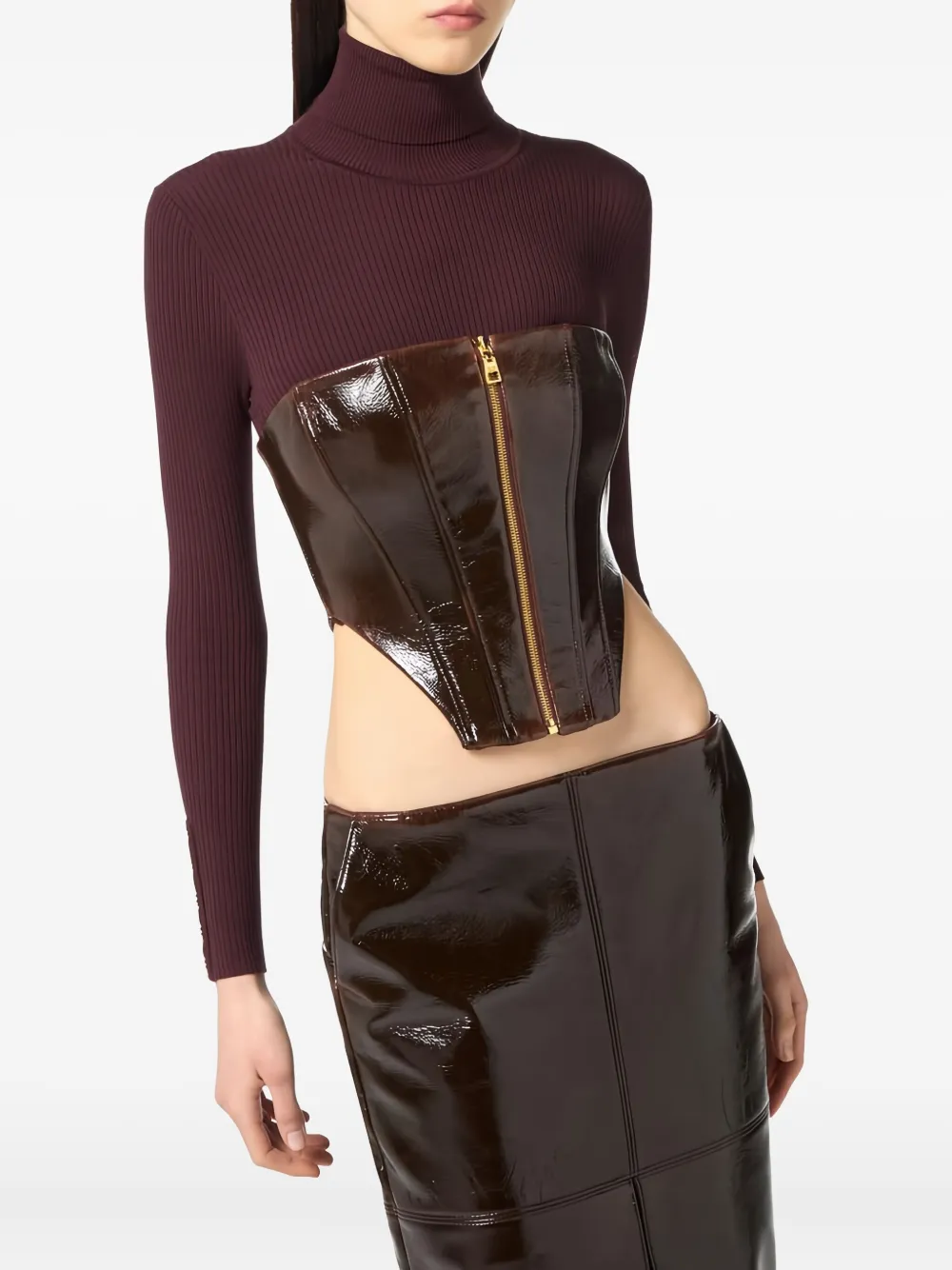 Elisabetta Franchi top estilo bustier con cierre | marrón | Image 1