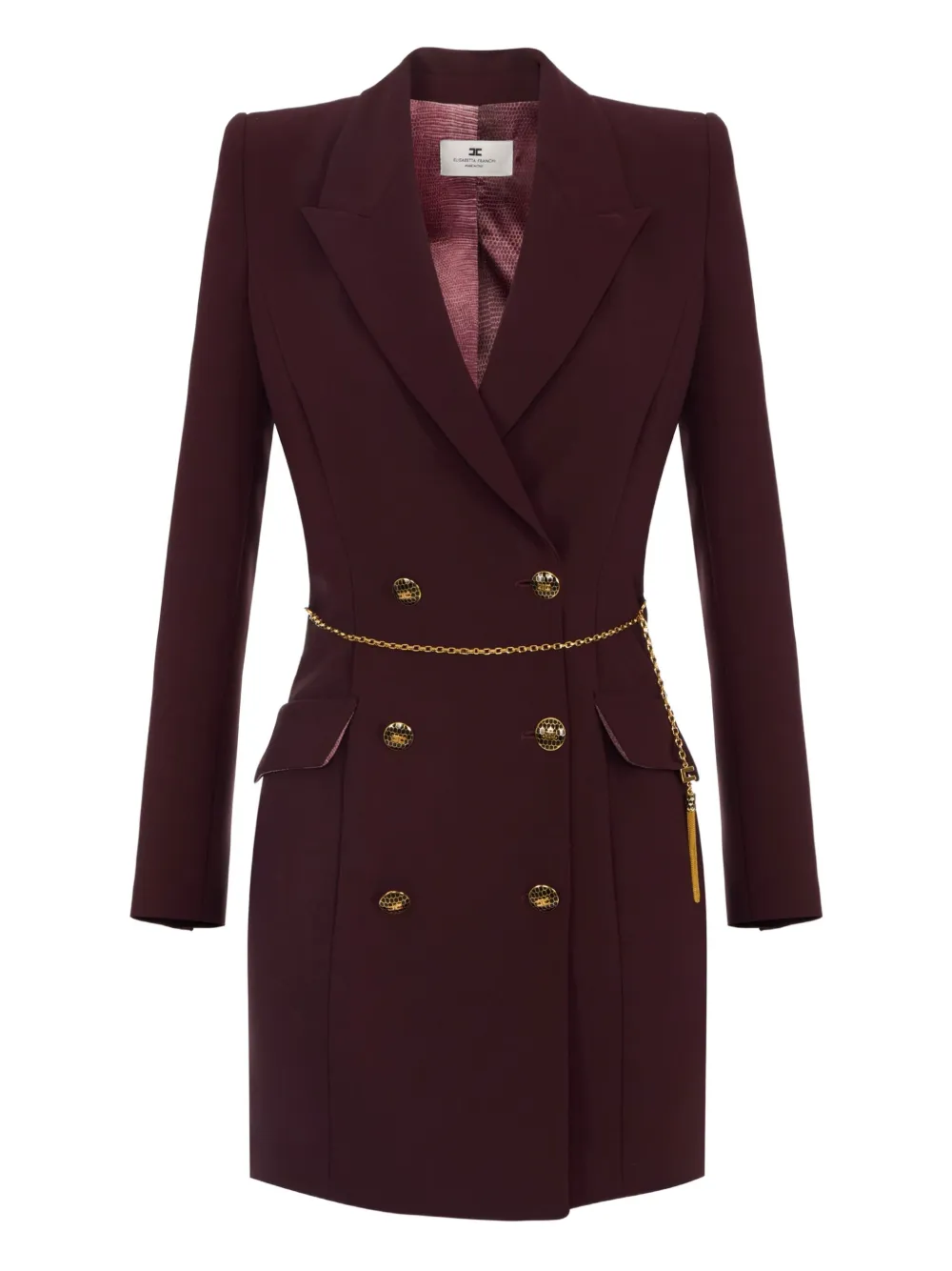 Elisabetta Franchi chain-embellished double-breasted mini dress | Purple | Image 1