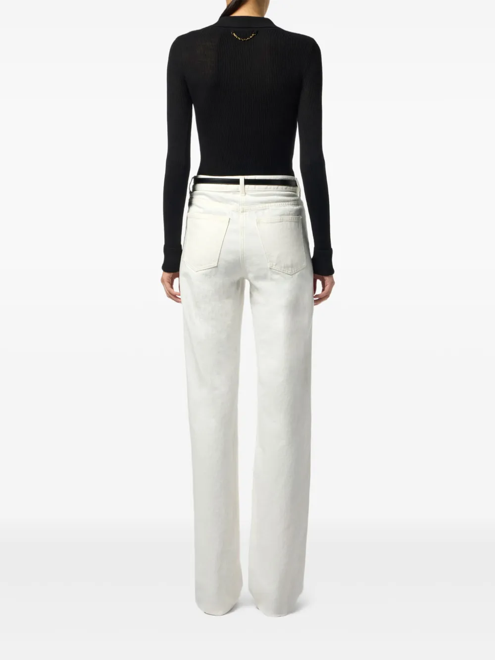 Elisabetta Franchi Collared Top With Ribbed Texture And Sleeves In Black