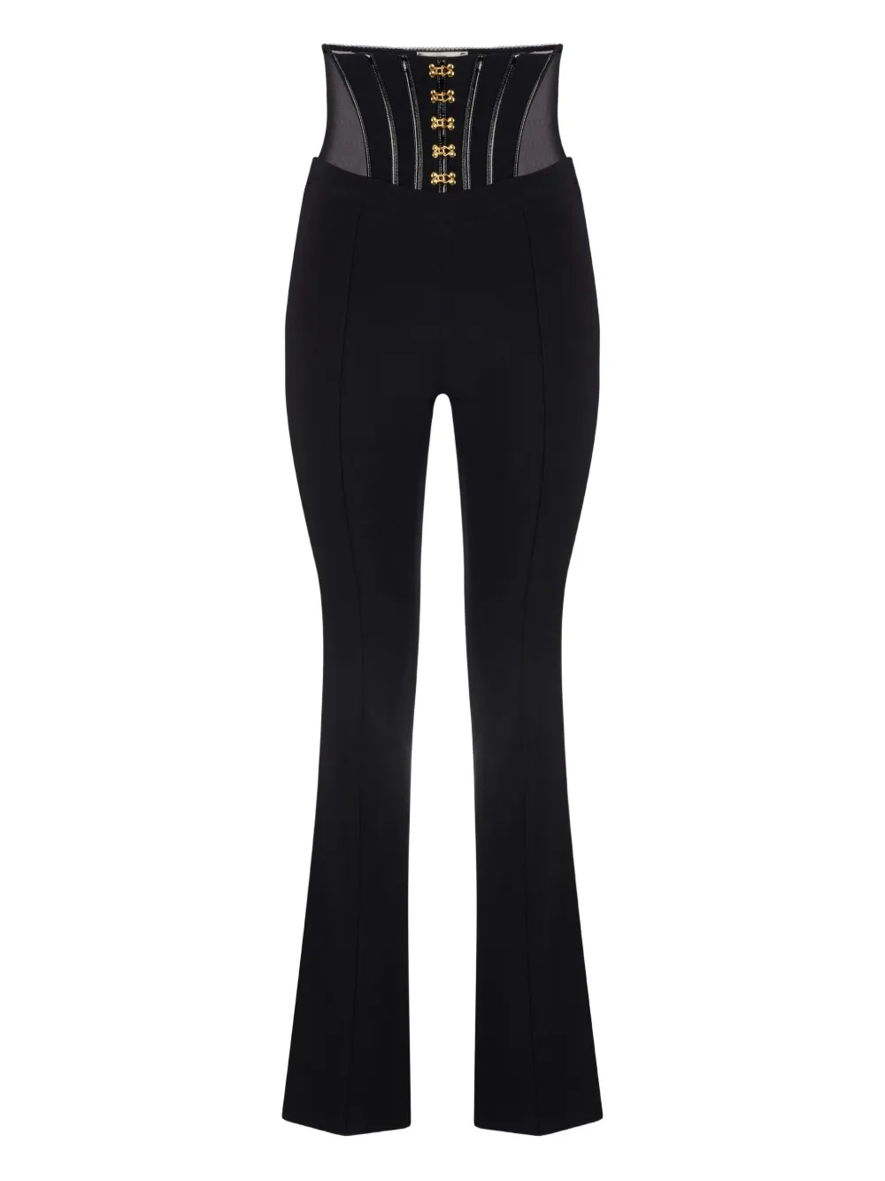 Elisabetta Franchi Corset-detail High-waisted Trousers In Black