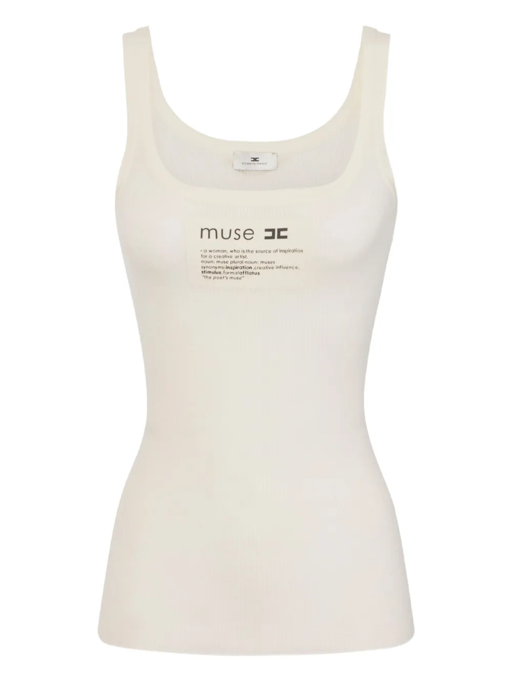 Elisabetta Franchi ribbed logo top | Neutrals | Image 1