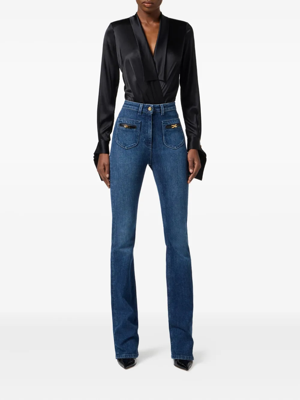 Elisabetta Franchi Satijnen body - Zwart