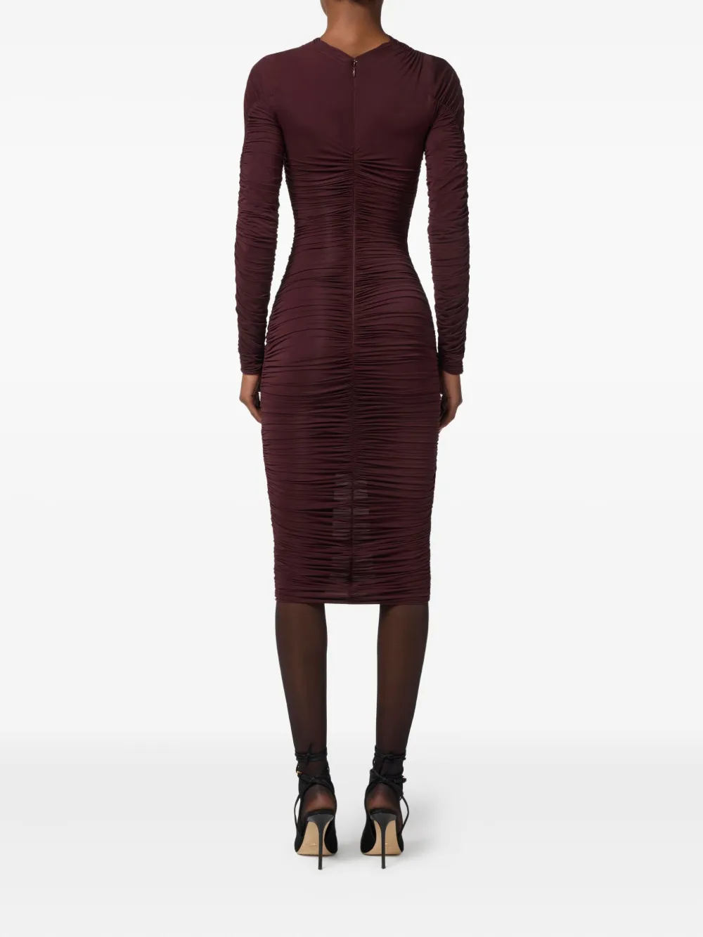 Elisabetta Franchi Ruched Midi Dress In Red