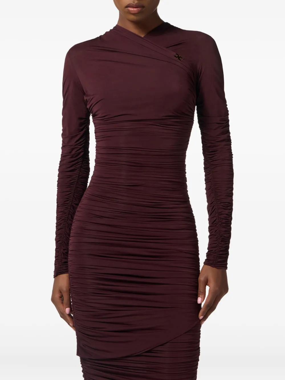 Elisabetta Franchi Ruched Midi Dress In Red