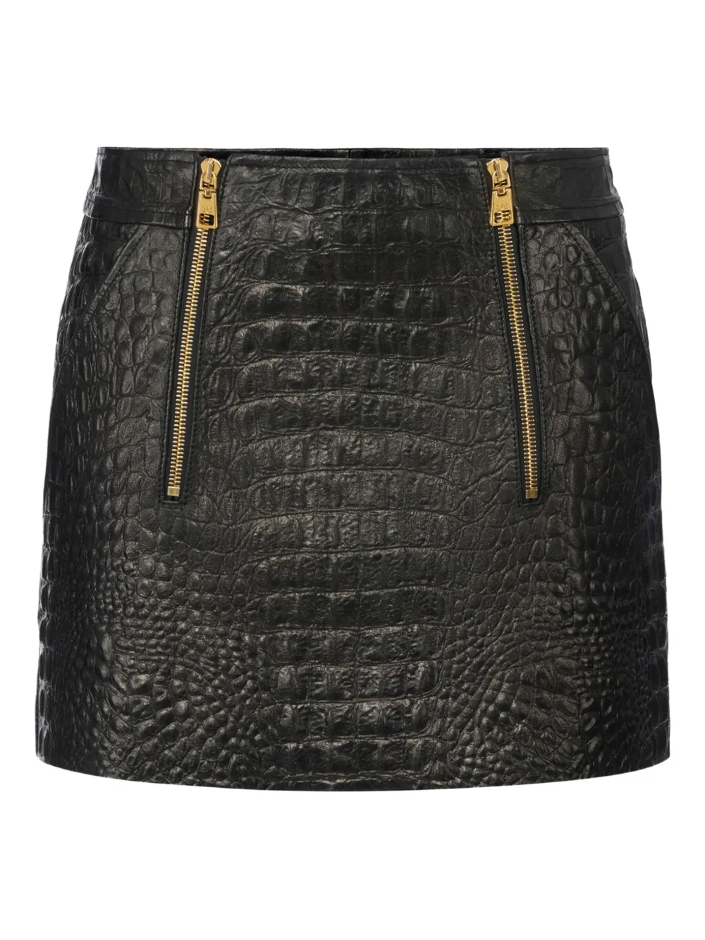 Elisabetta Franchi crocodile-effect zip-detail mini skirt | Black | Image 1