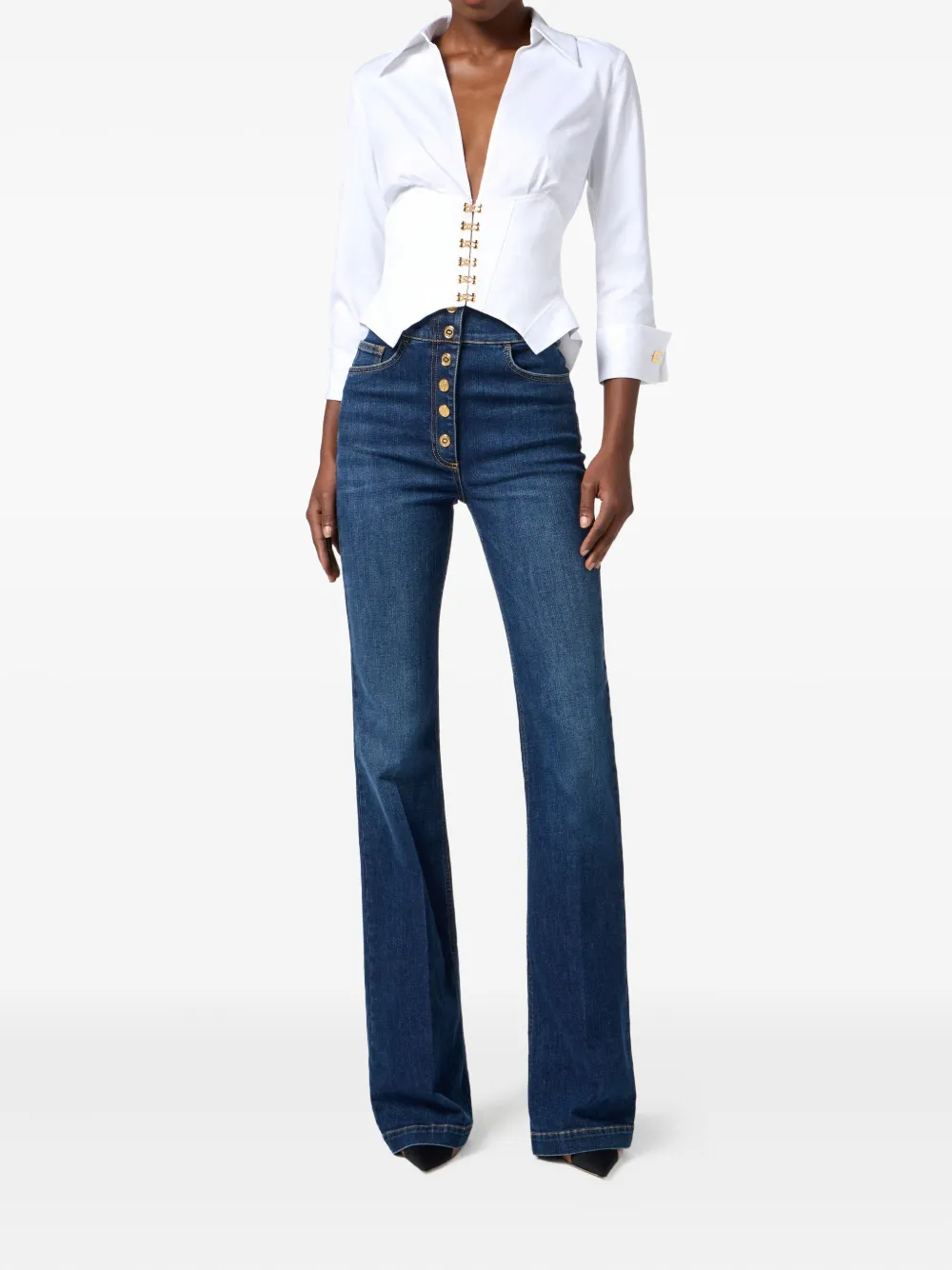Elisabetta Franchi Blouse met V-hals - Wit