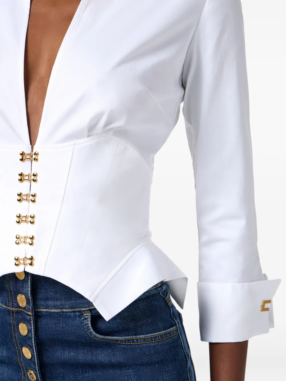 Elisabetta Franchi Blouse met V-hals Wit