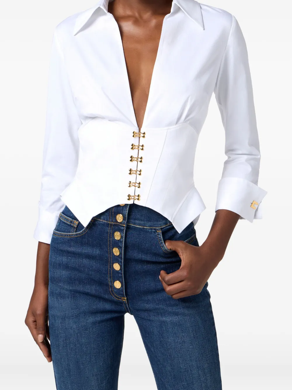 Elisabetta Franchi Blouse met V-hals Wit