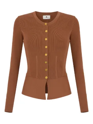 Cecilie Bahnsen Bessie Ruffled Cardigan | Brown | FARFETCH