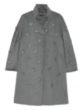 Marina Rinaldi floral-appliqué coat - Grey