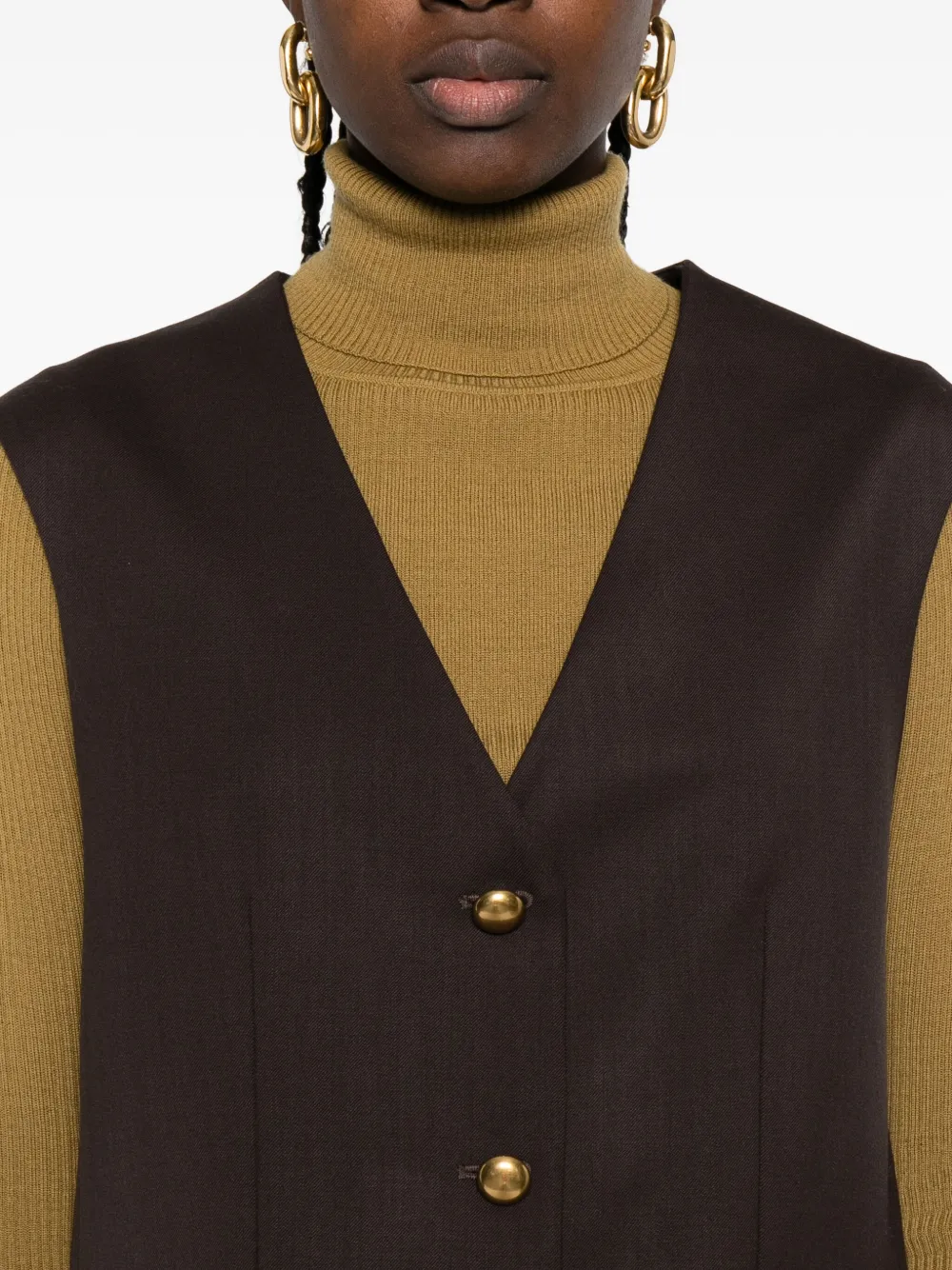 P.A.R.O.S.H. Gilet met knoopsluiting en klepzak Bruin