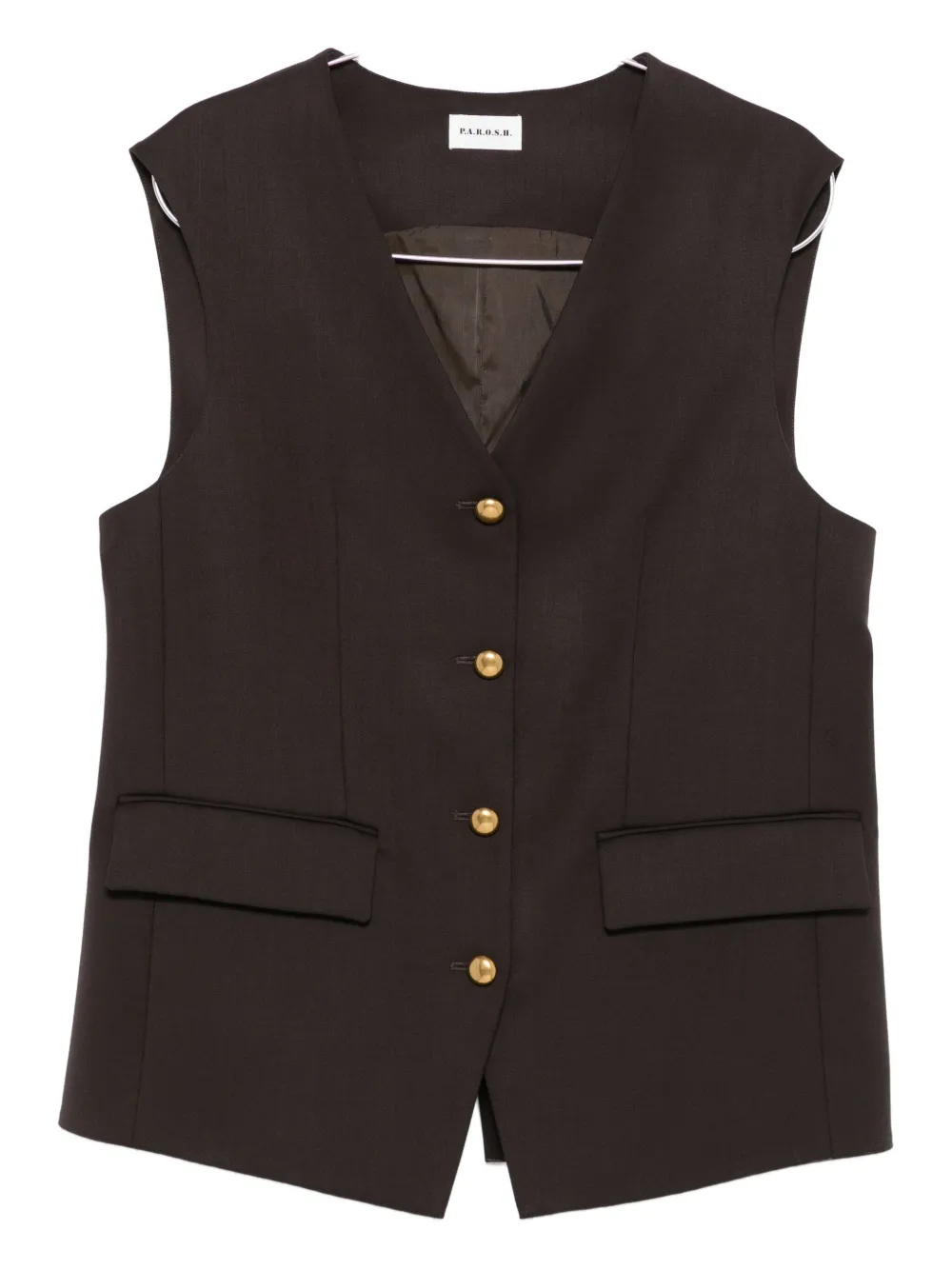 P.a.r.o.s.h Button-fastening Flap-pocket Gilet In Brown
