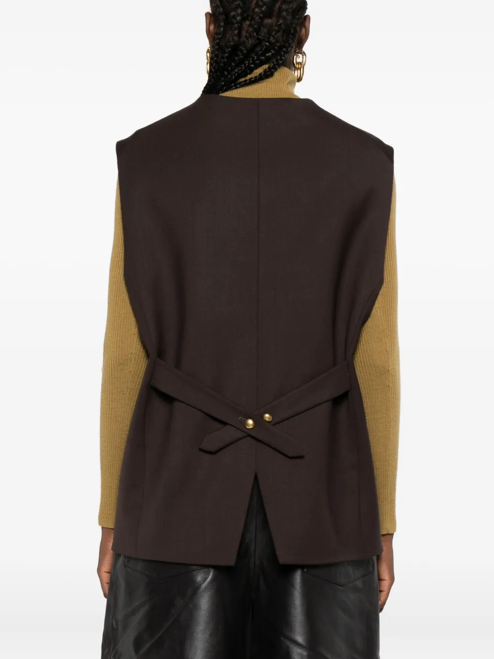 P.A.R.O.S.H. Gilet met knoopsluiting en klepzak Bruin