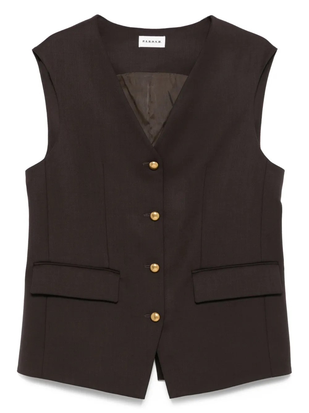 P.A.R.O.S.H. Gilet met knoopsluiting en klepzak Bruin
