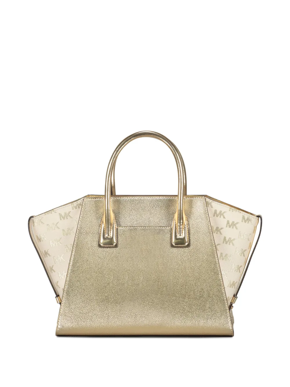 Michael Kors large Avril metallic leather logo tote bag Geel