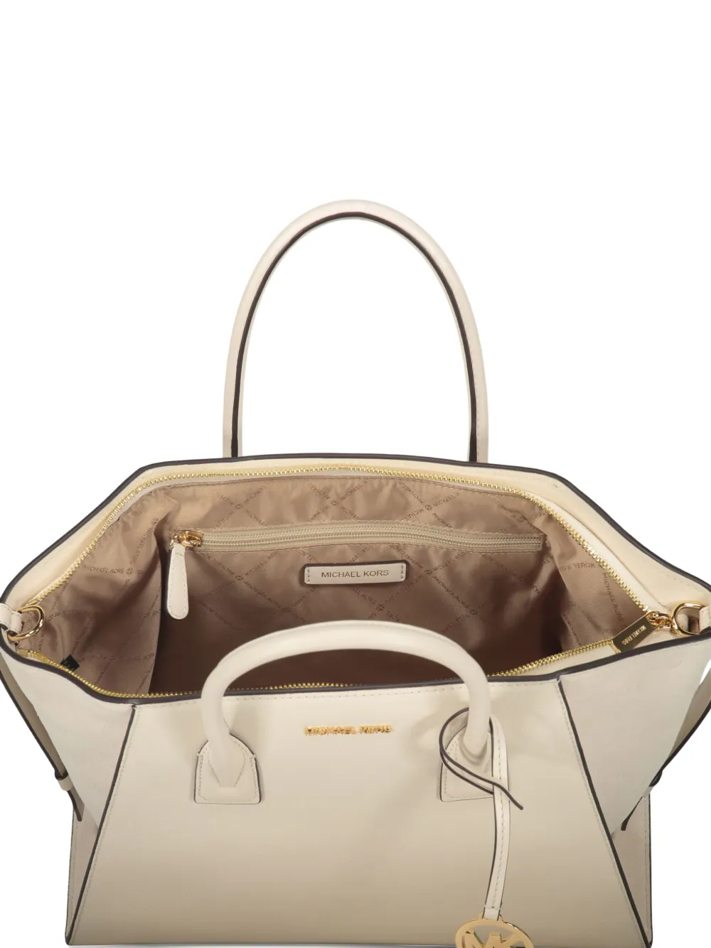Michael Kors Avril leather top-zip tote bag Beige