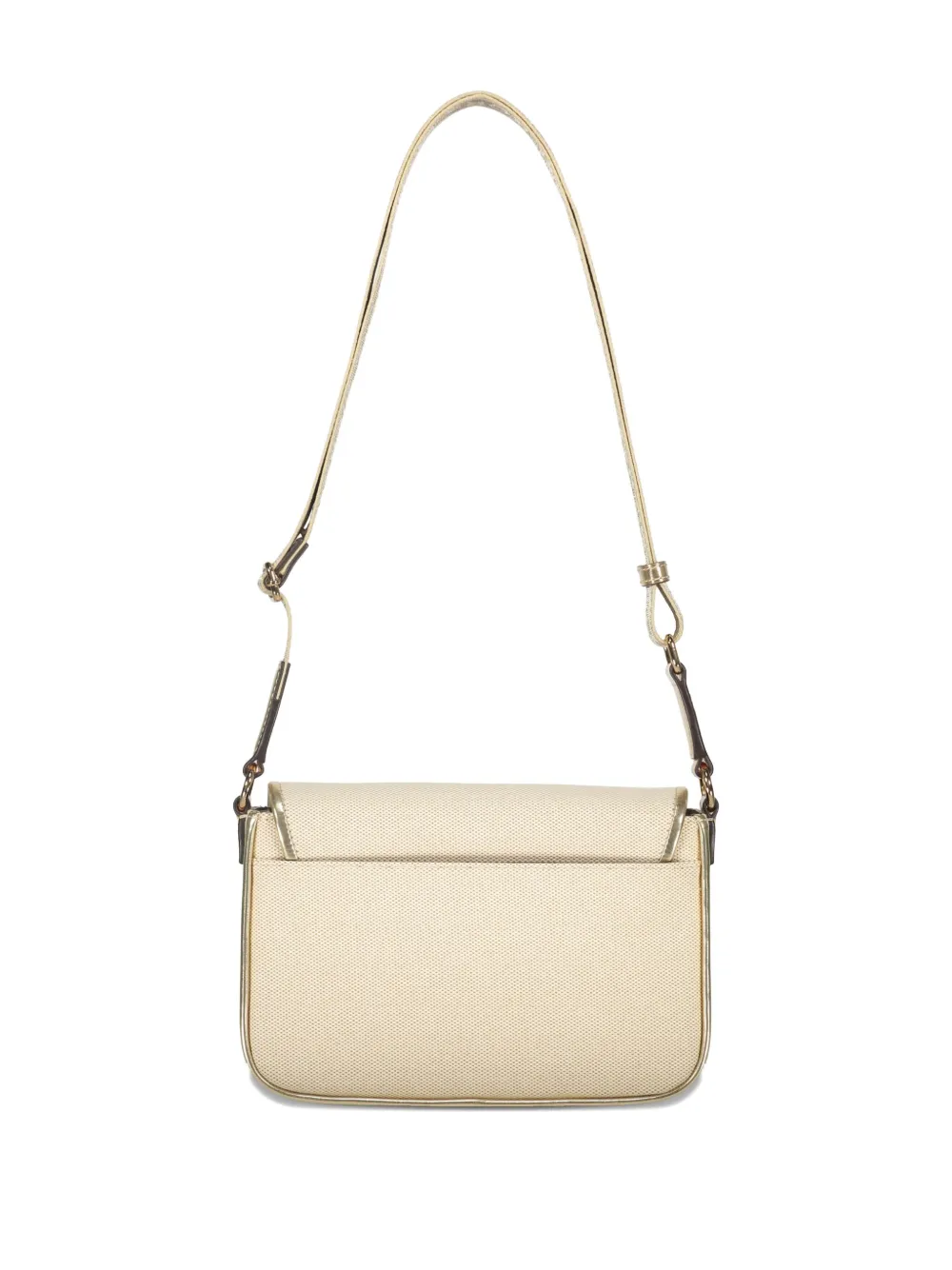 Michael Kors Bradshaw schoudertas met metallic vlak en omslag Beige