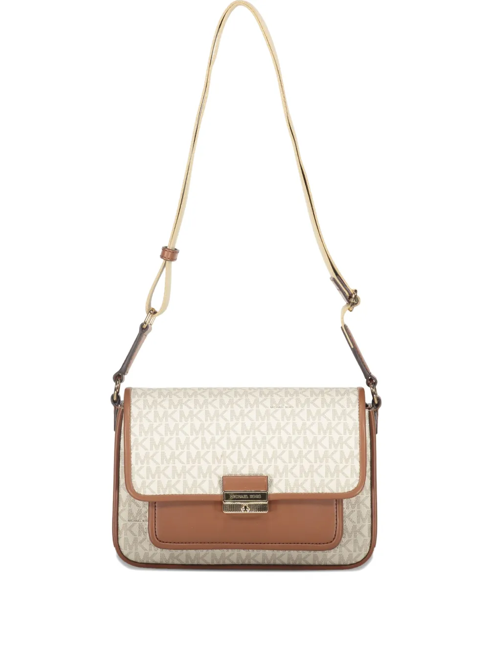 Michael Kors Bradshaw schoudertas met monogram en omslag Beige