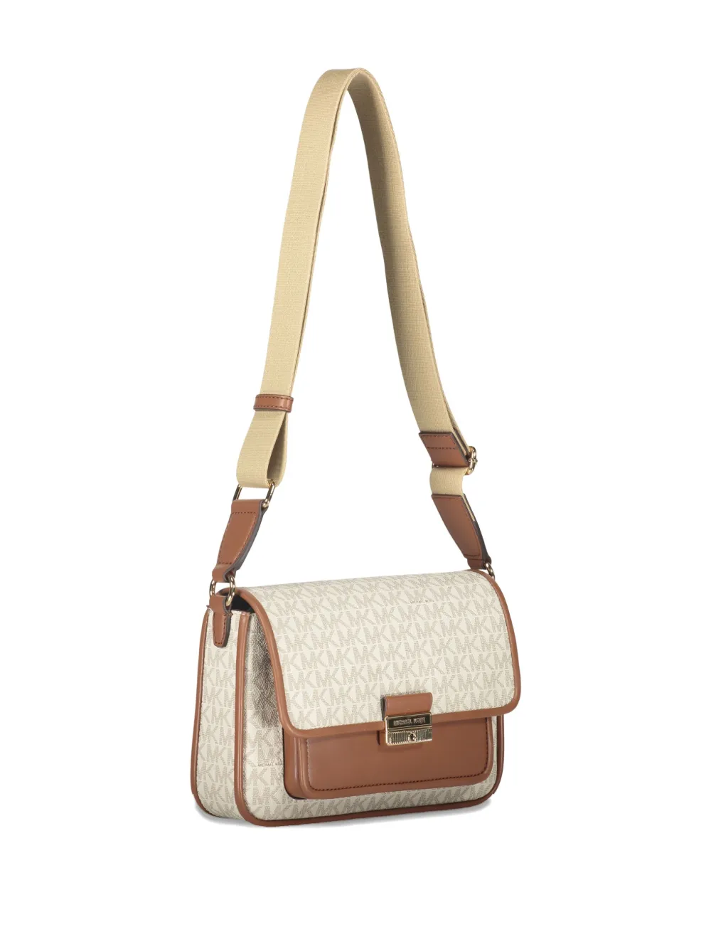Michael Kors Bradshaw schoudertas met monogram en omslag Beige