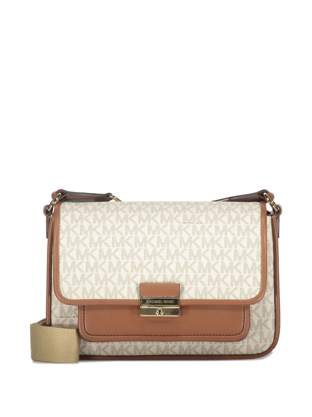Michael Kors Bradshaw schoudertas met monogram en omslag Beige