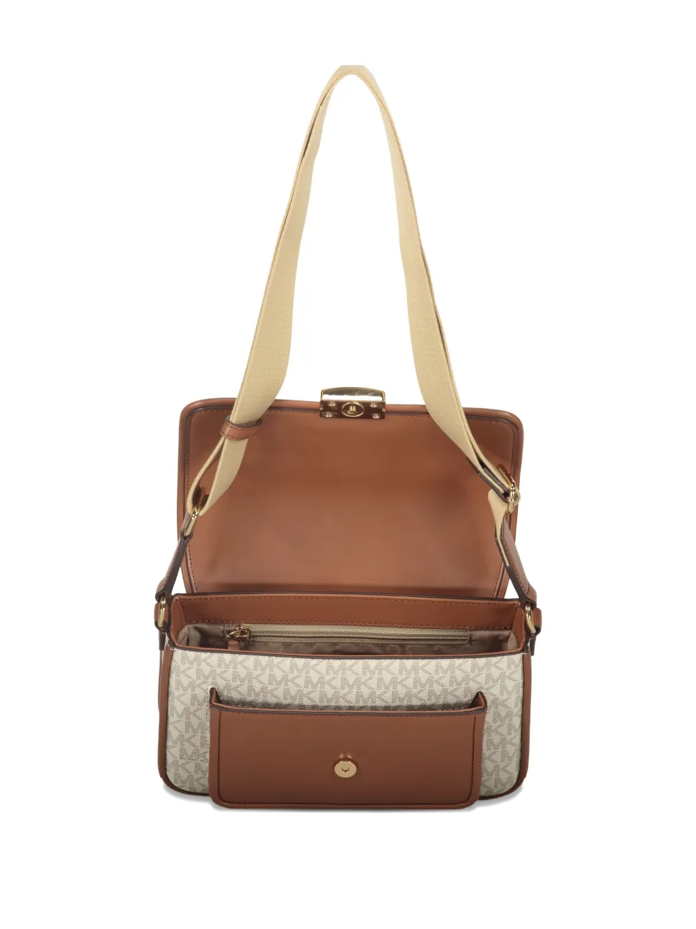 Michael Kors Bradshaw schoudertas met monogram en omslag Beige