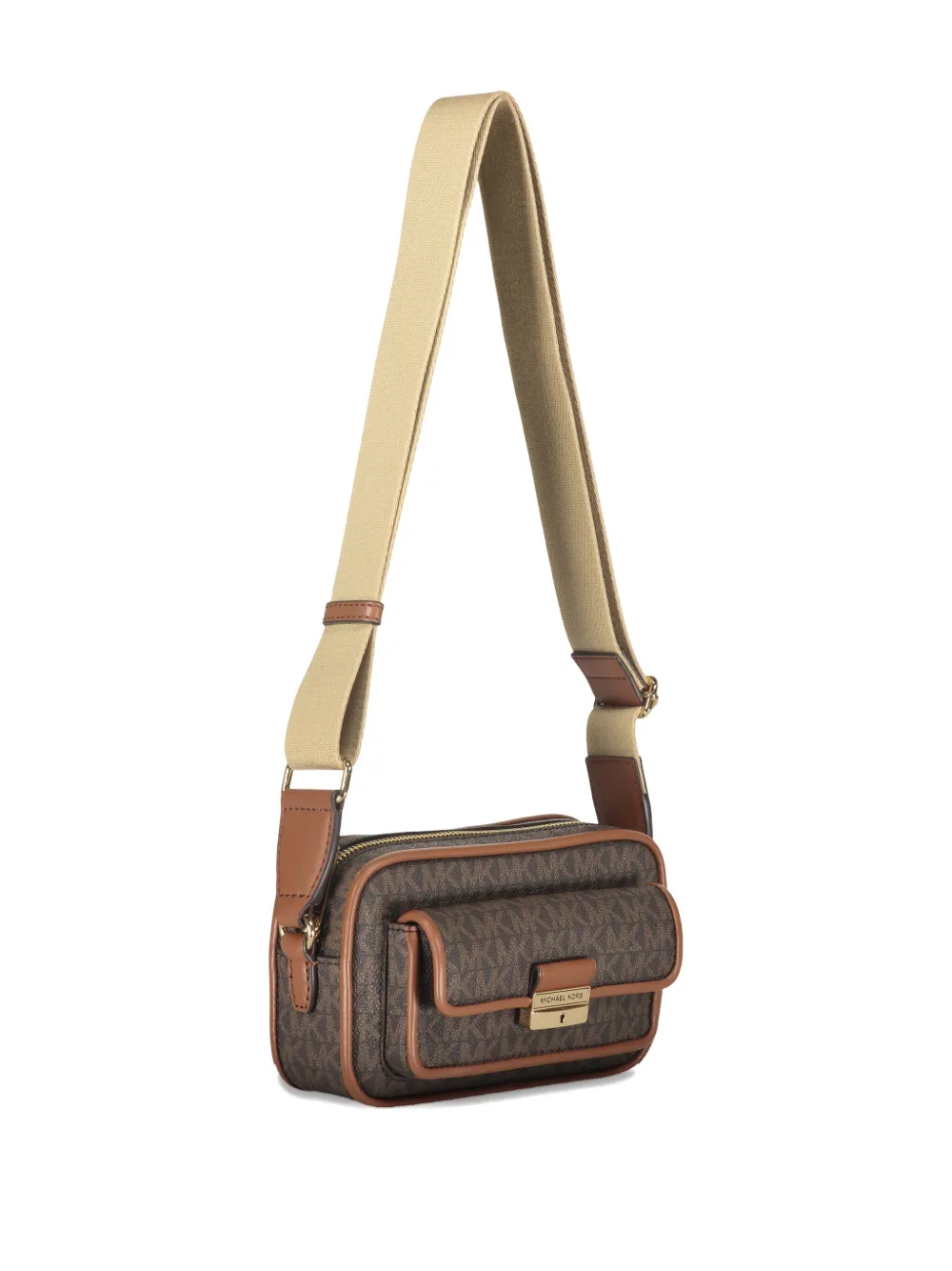 Michael Kors Bradshaw schoudertas met monogram en klepzak Bruin