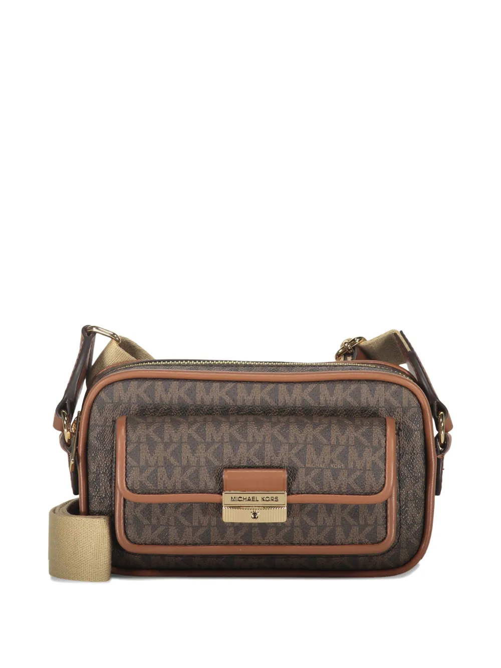 Michael Kors Bradshaw schoudertas met monogram en klepzak Bruin
