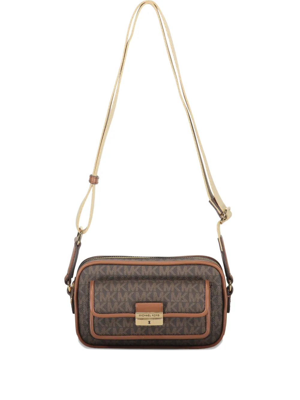 Michael Kors Bradshaw schoudertas met monogram en klepzak Bruin