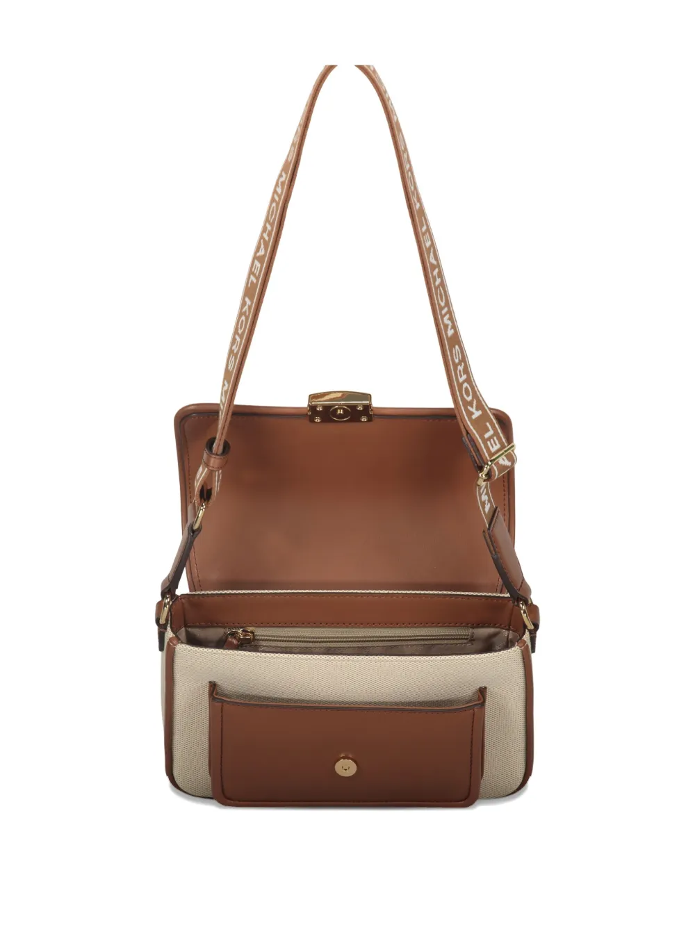 Michael Kors Bradshaw schoudertas met klepzak Beige