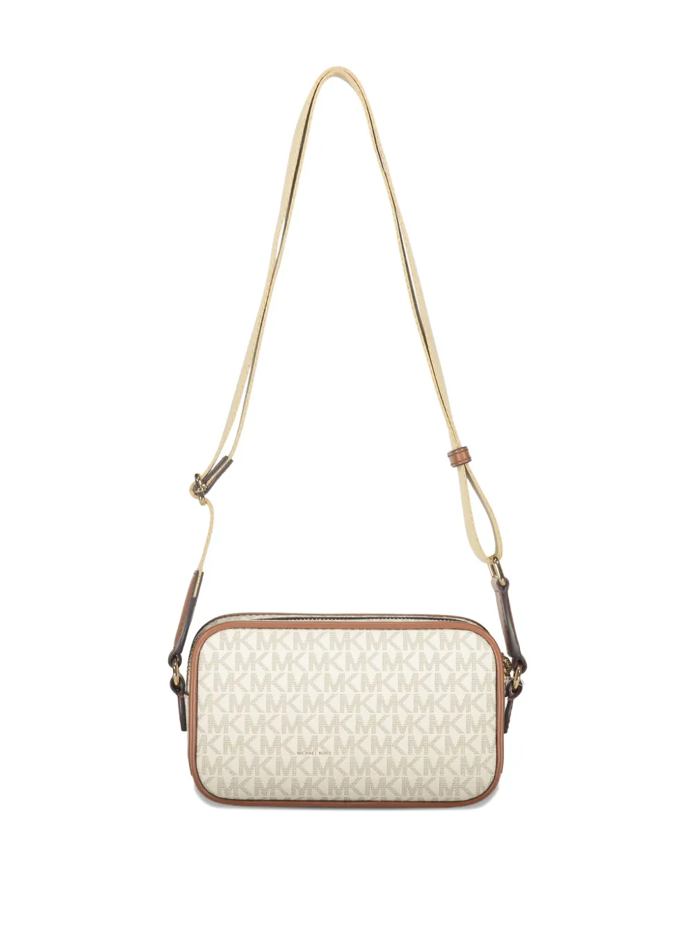 Michael Kors Bradshaw schoudertas met monogram en klepzak Beige