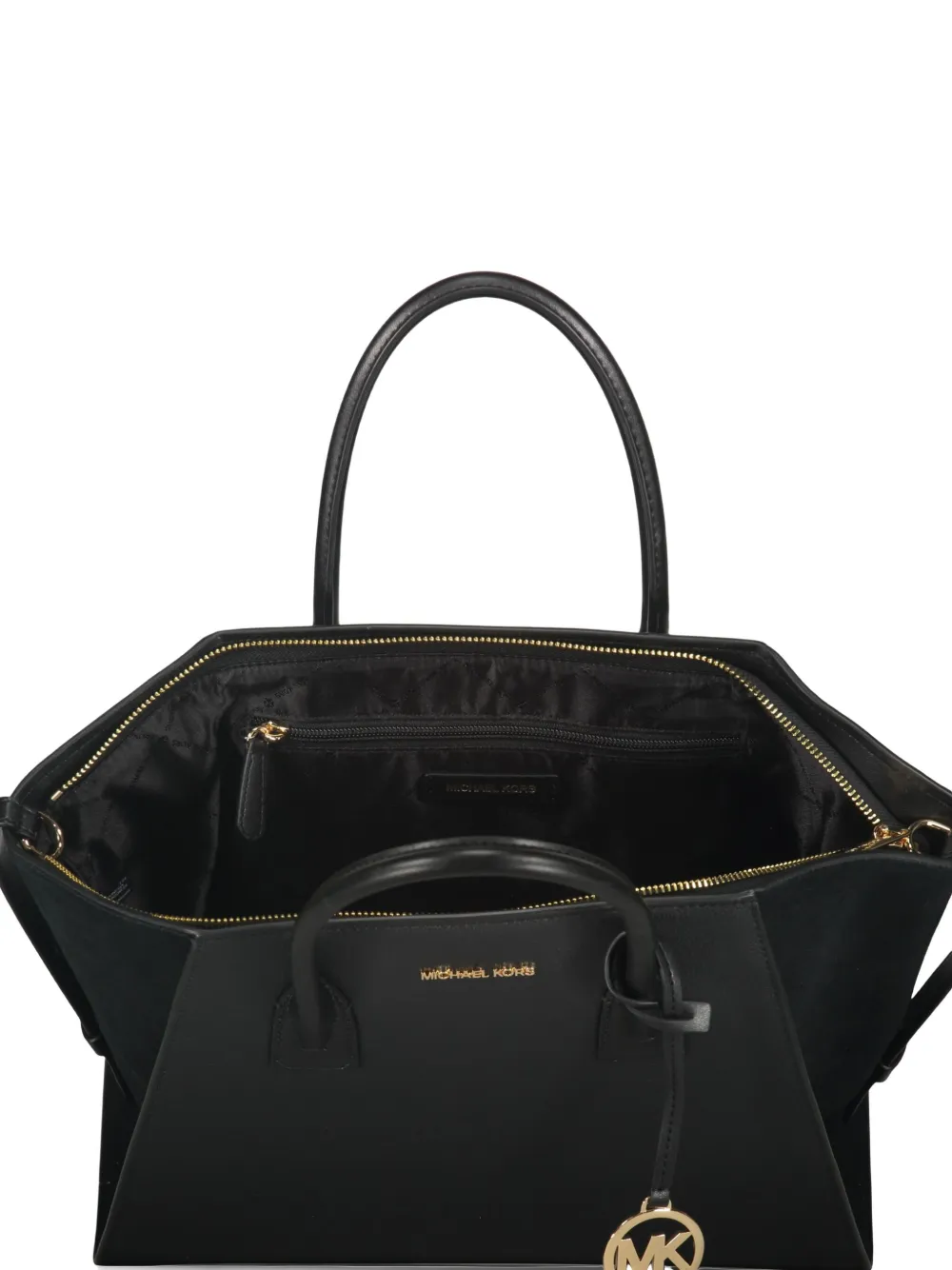 Michael Kors Avril leren shopper met rits aan de bovenkant Zwart