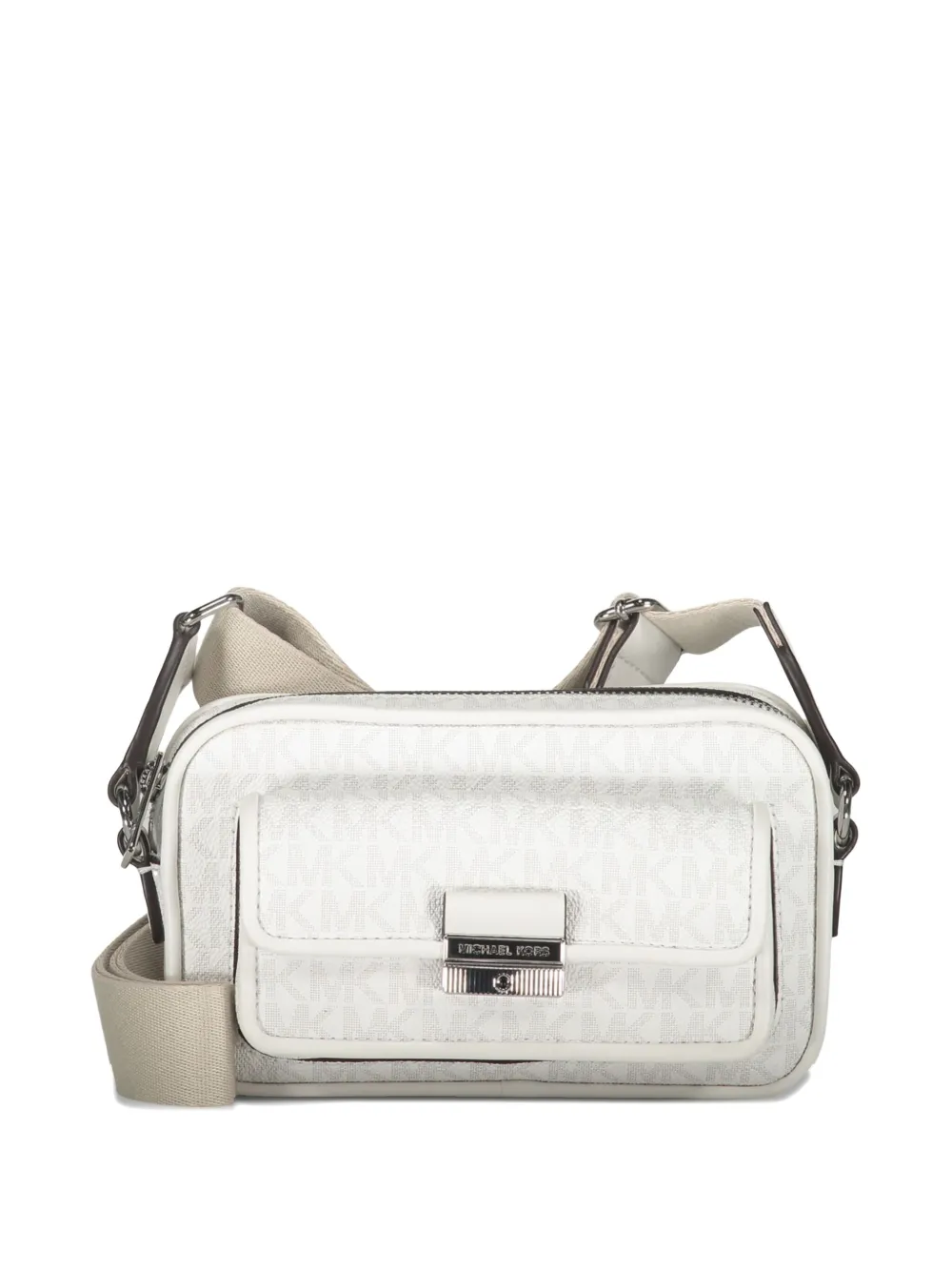 Michael Kors Bradshaw schoudertas met monogram en klepzak Wit