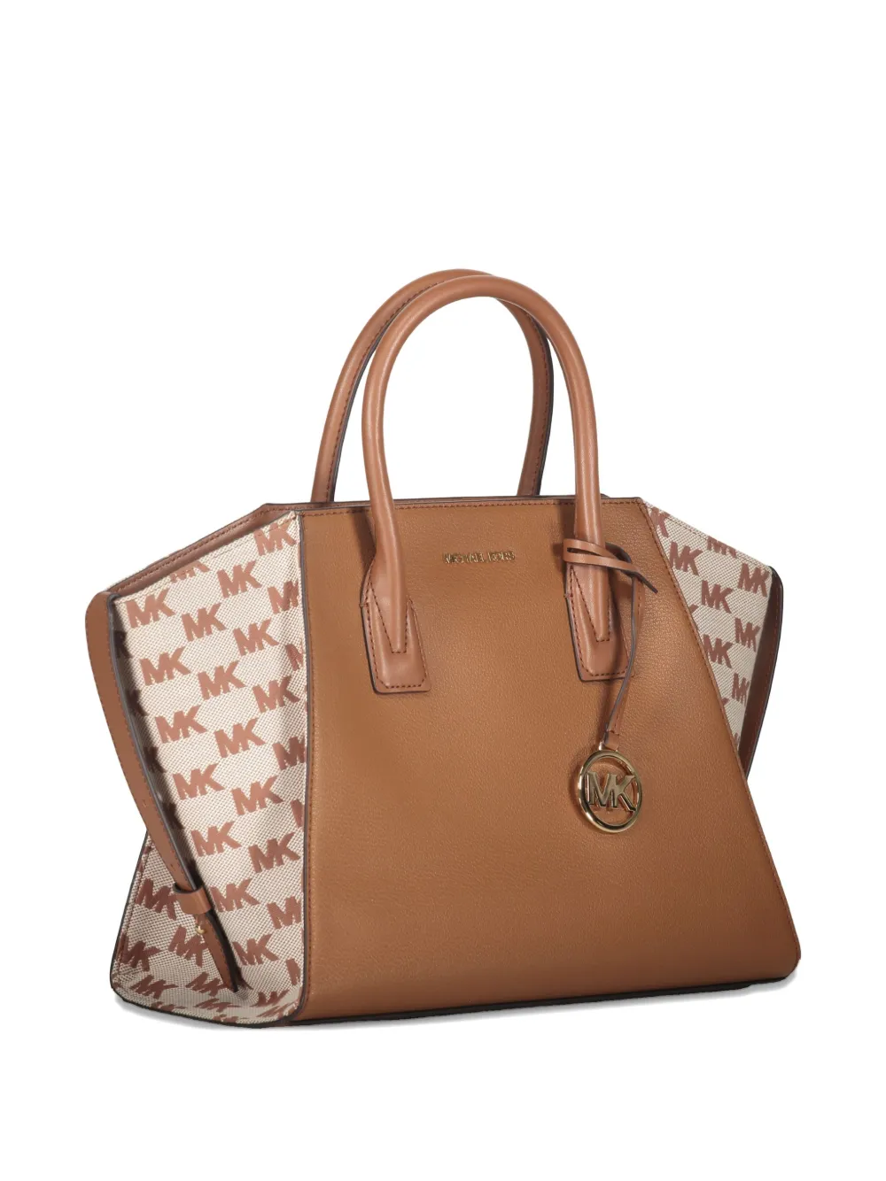 Michael Kors Avril leren shopper met logoplakkaat Bruin